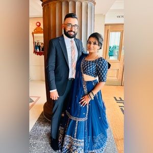 Astha Narang Blue Lengha choli- Indian Outfit